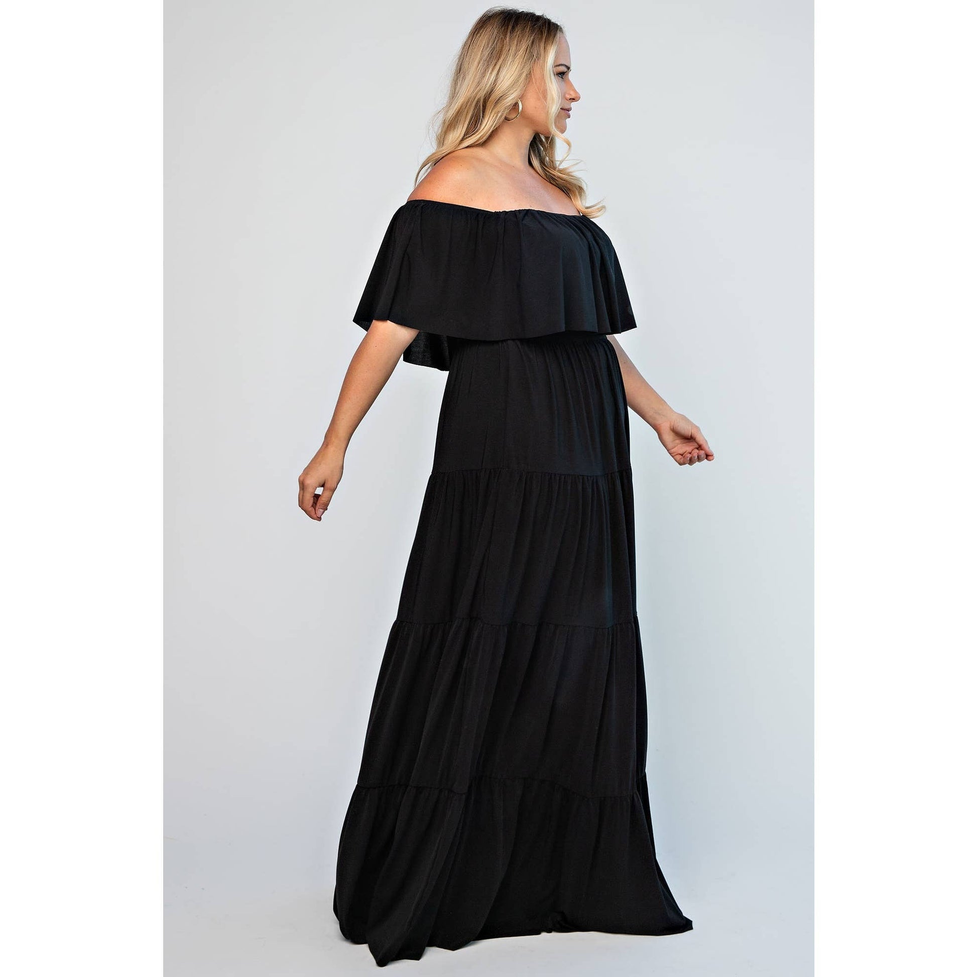 abby off shoulder tiered maxi dress ABBIE OFF SHOULDER MAXI DRESS - CHERRY