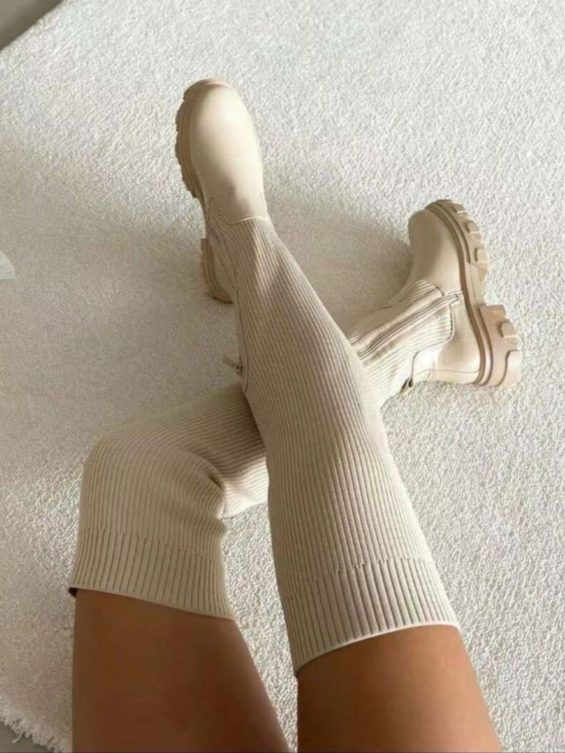 Eco-Friendly Round Toe Platform Boots in Vegan Leather