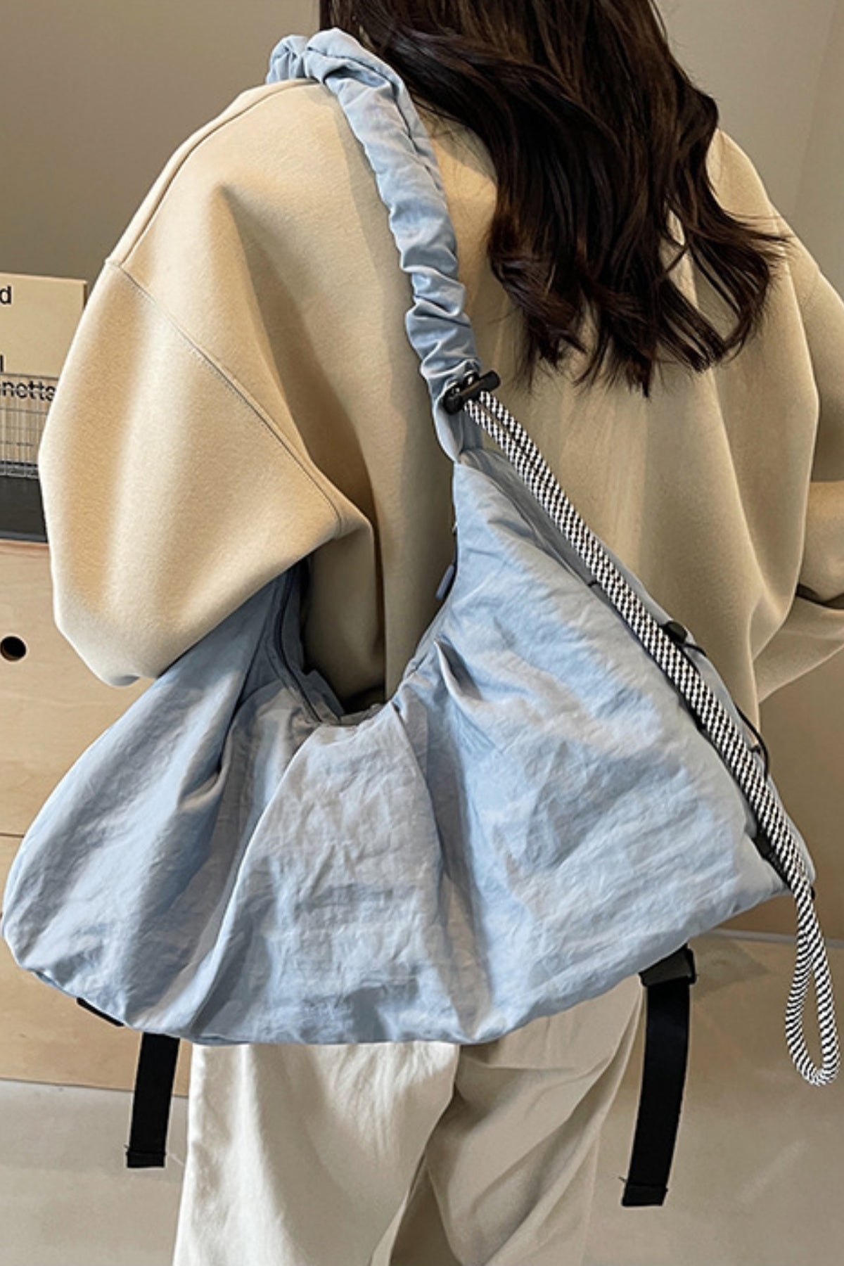 Ruched Drawstring Crossbody Bag