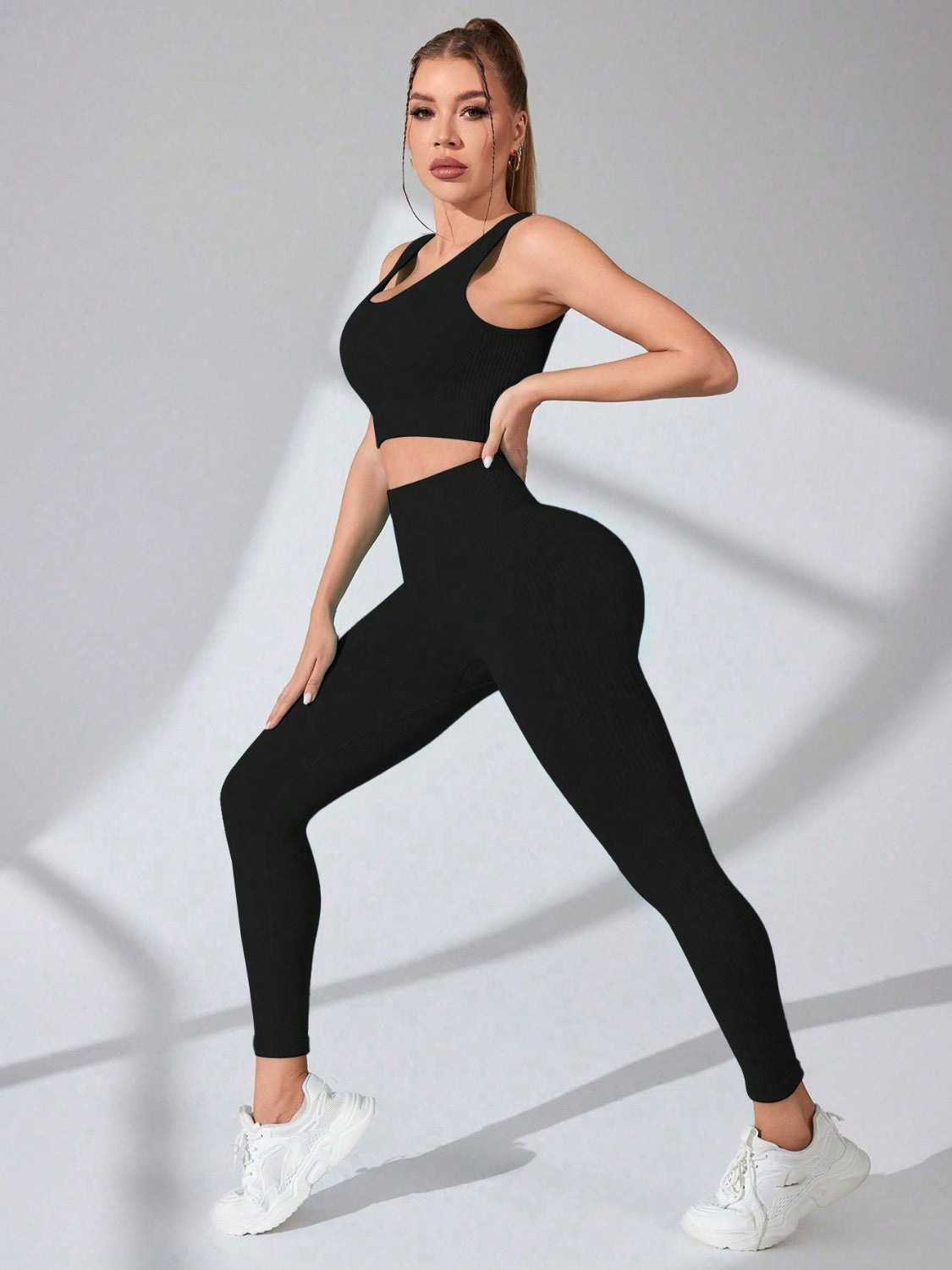 Athleisure Two-Piece Scoop Neck Active Wear Ensemble