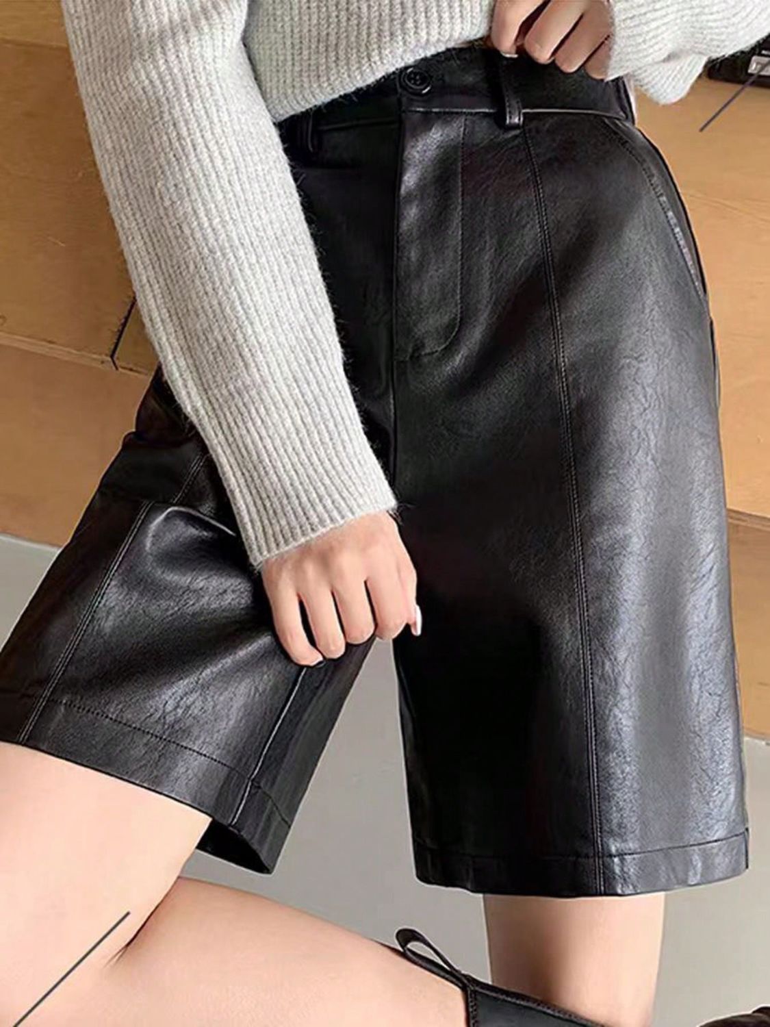 Eco-Friendly High Waist Vegan Leather Shorts