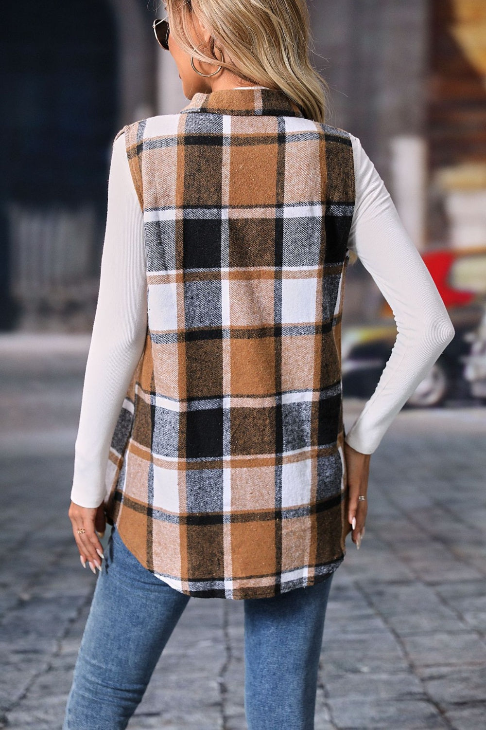 Plaid Button-Up Vest