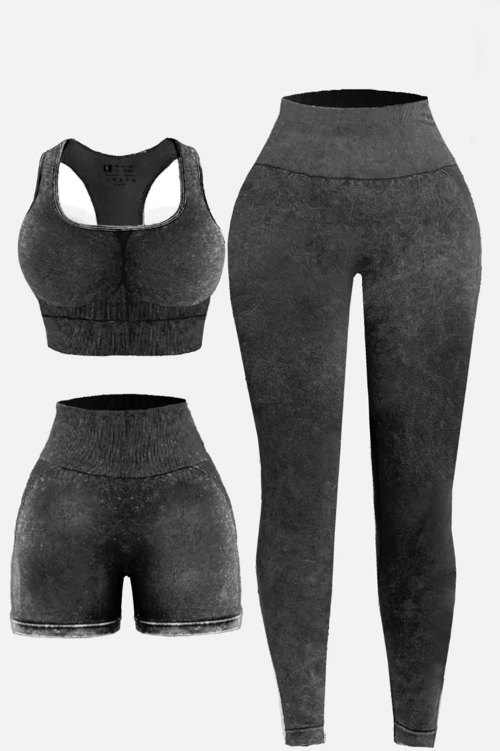 Active Wear 3-Piece Square Neck, Wide Strap Set