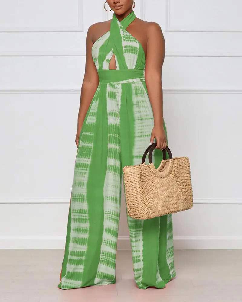 Tie Dye Print Wide-Leg Jumpsuit