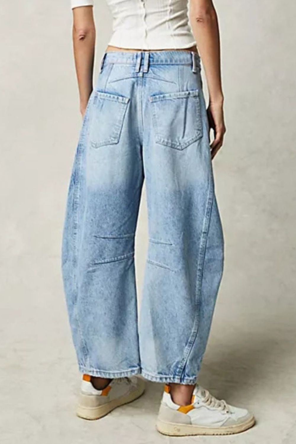 High-Waisted Wide Leg Barrel Jeans with Functional Pockets