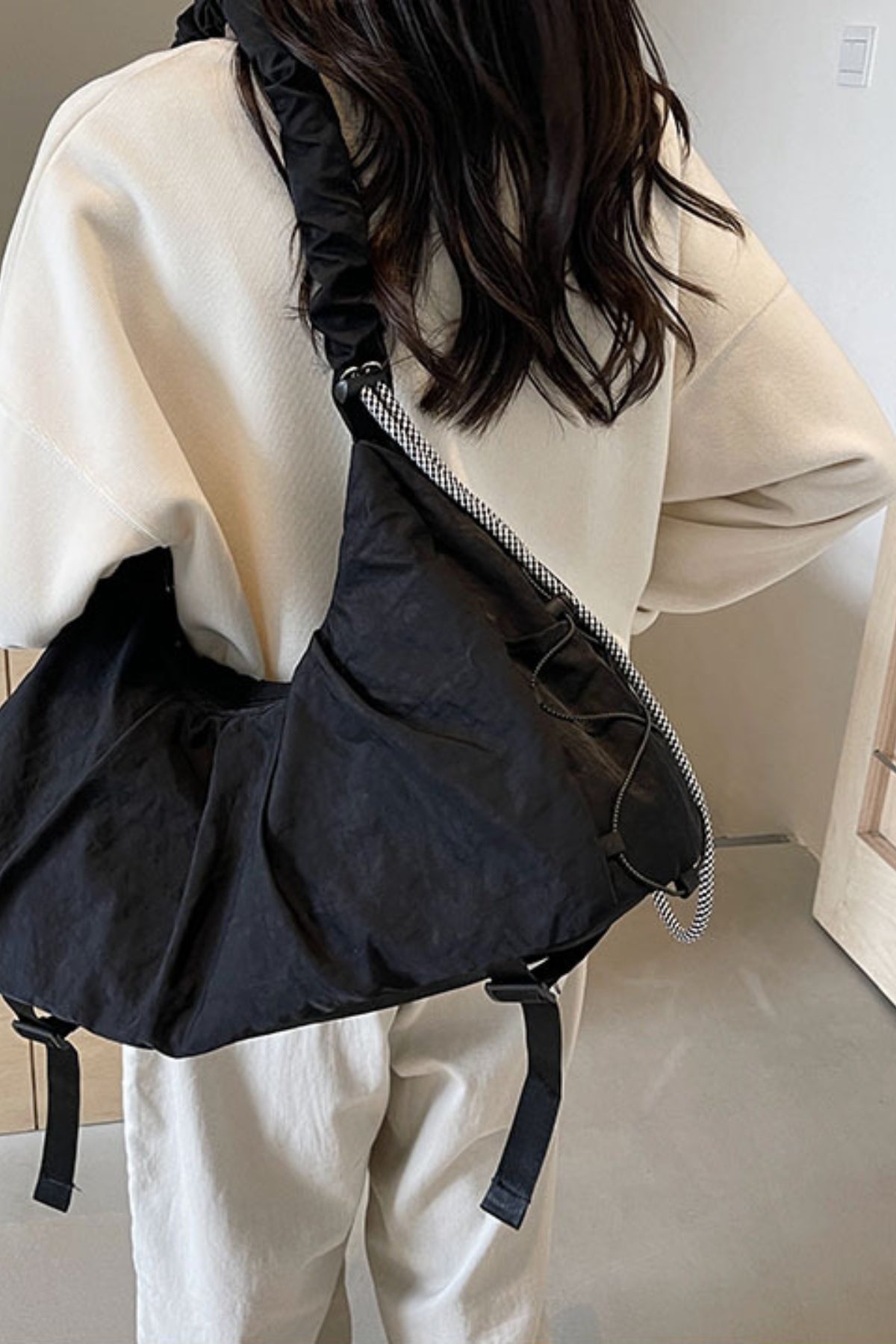 Ruched Drawstring Crossbody Bag