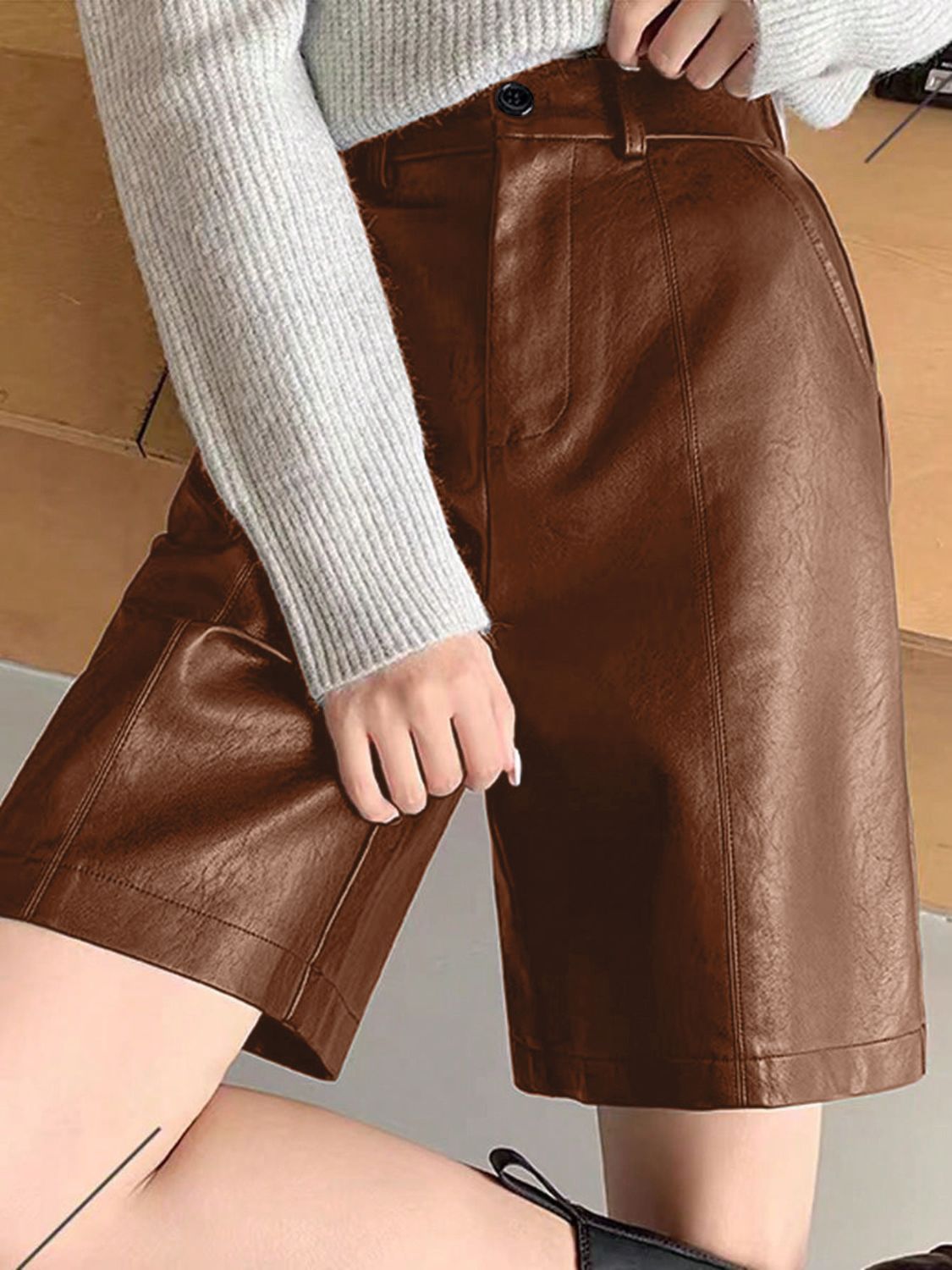Eco-Friendly High Waist Vegan Leather Shorts