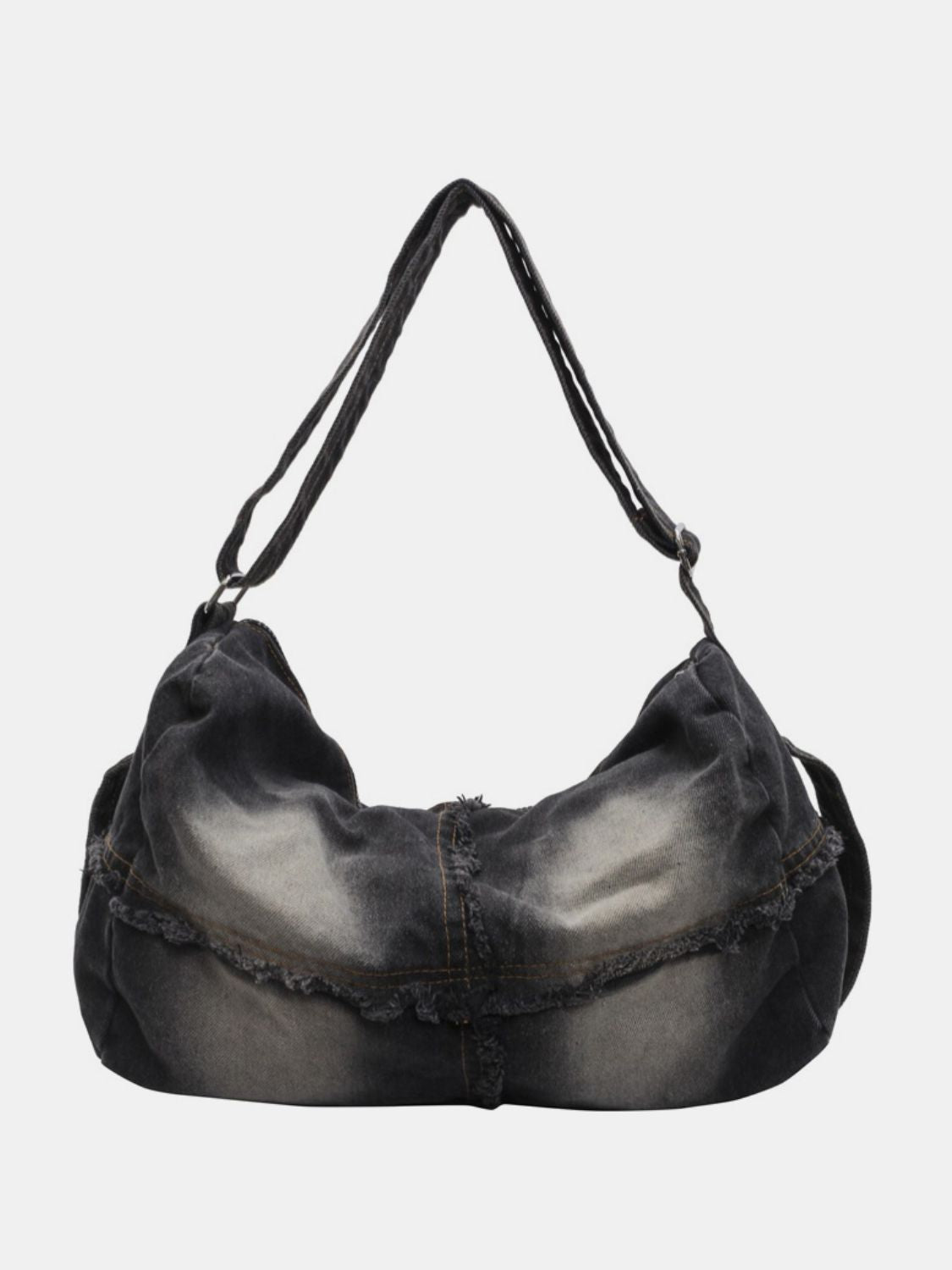 Denim Gradient Crossbody Bag with Raw Hem