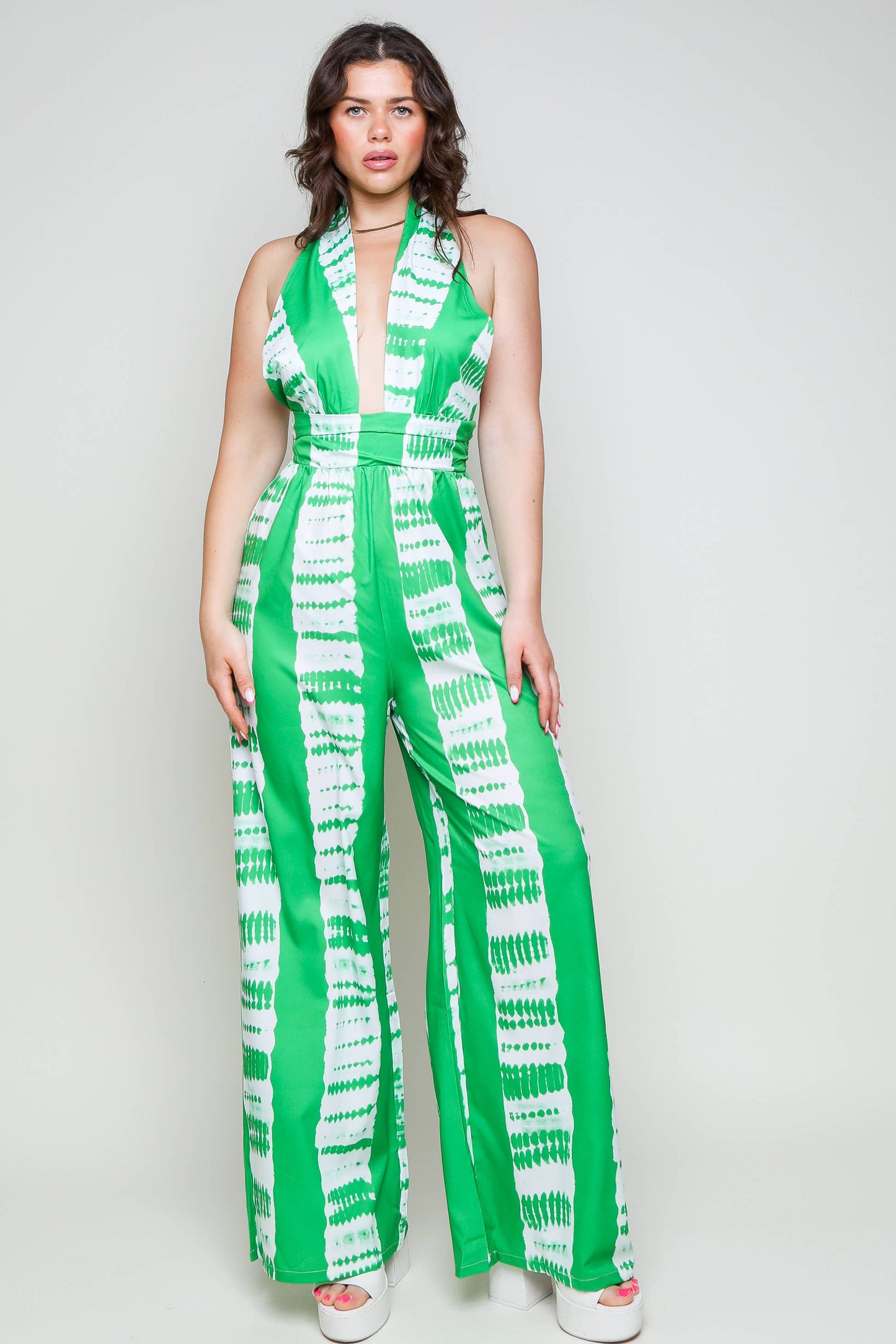 Tie Dye Print Wide-Leg Jumpsuit