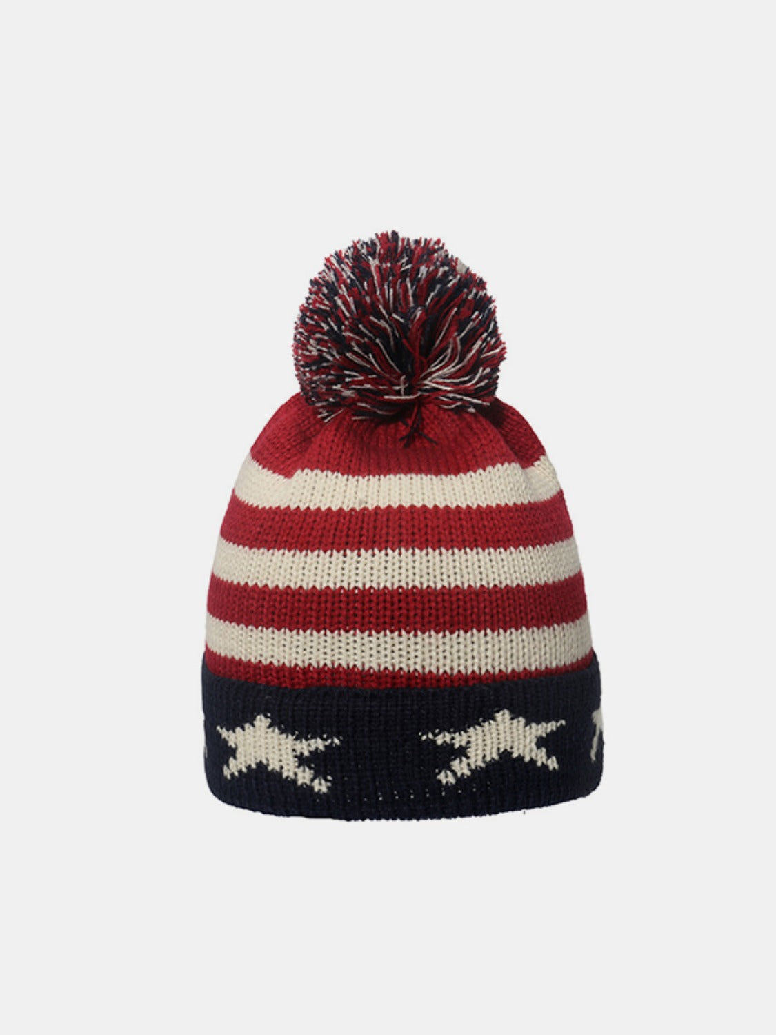 Patriotic Knit Beanie with US Flag Design