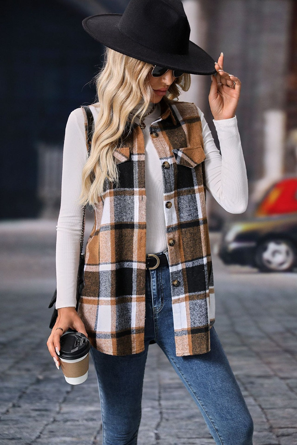 Plaid Button-Up Vest