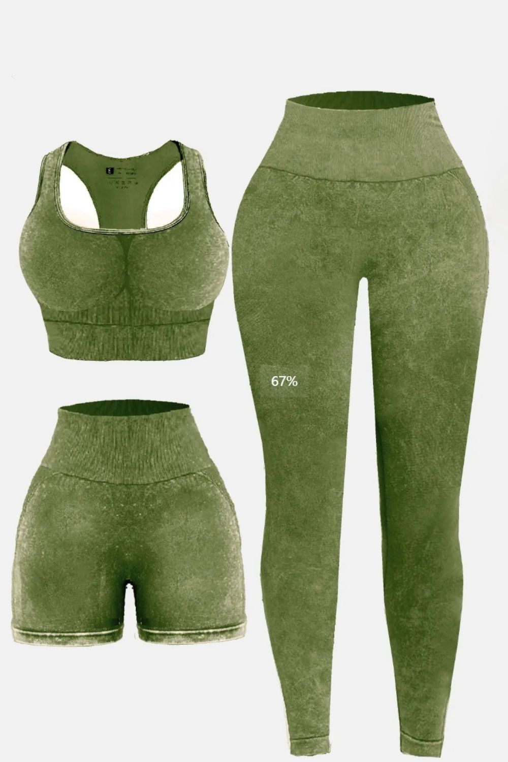 Active Wear 3-Piece Square Neck, Wide Strap Set