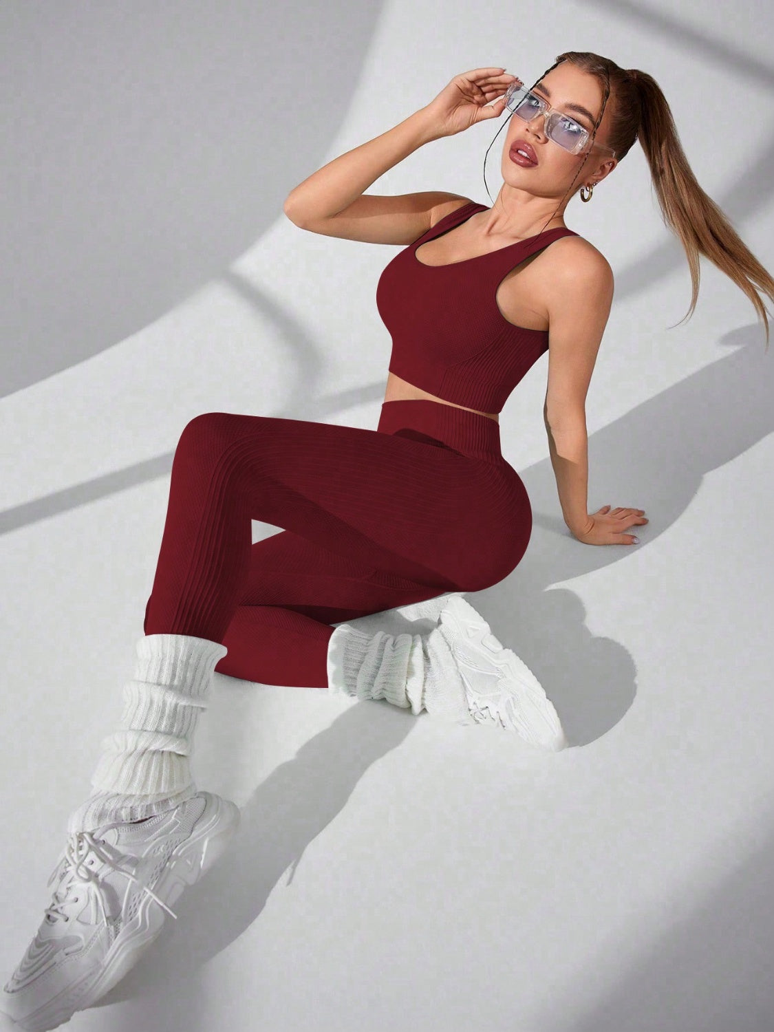 Athleisure Two-Piece Scoop Neck Active Wear Ensemble