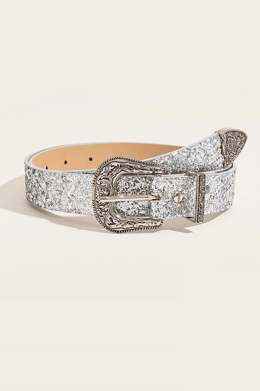 Silver Leather Belt