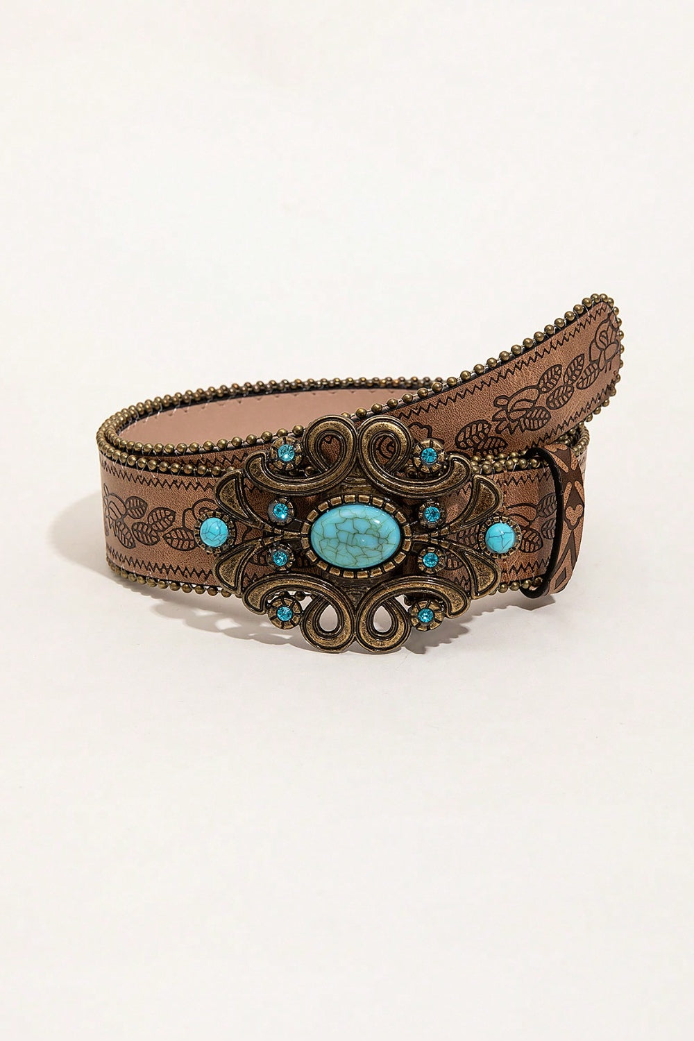 Leaf Pattern Leather Belt