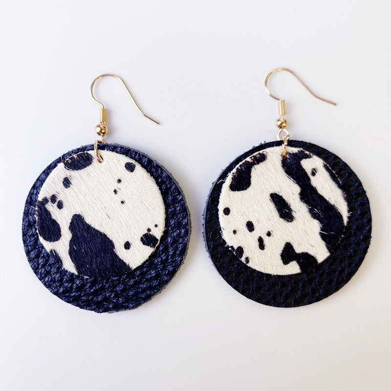 Genuine Cowhide Leather Dangle Earrings