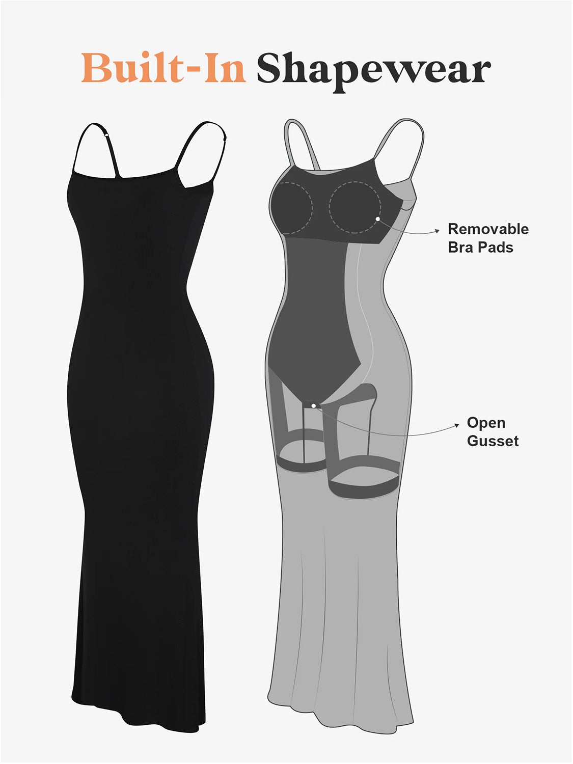 Sleeveless Maxi Dress with Built-In Shapewear