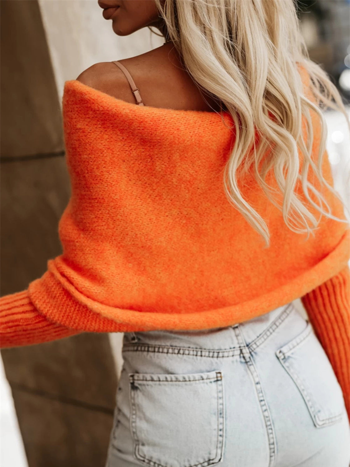 Cropped Long Sleeve Knit Sweater