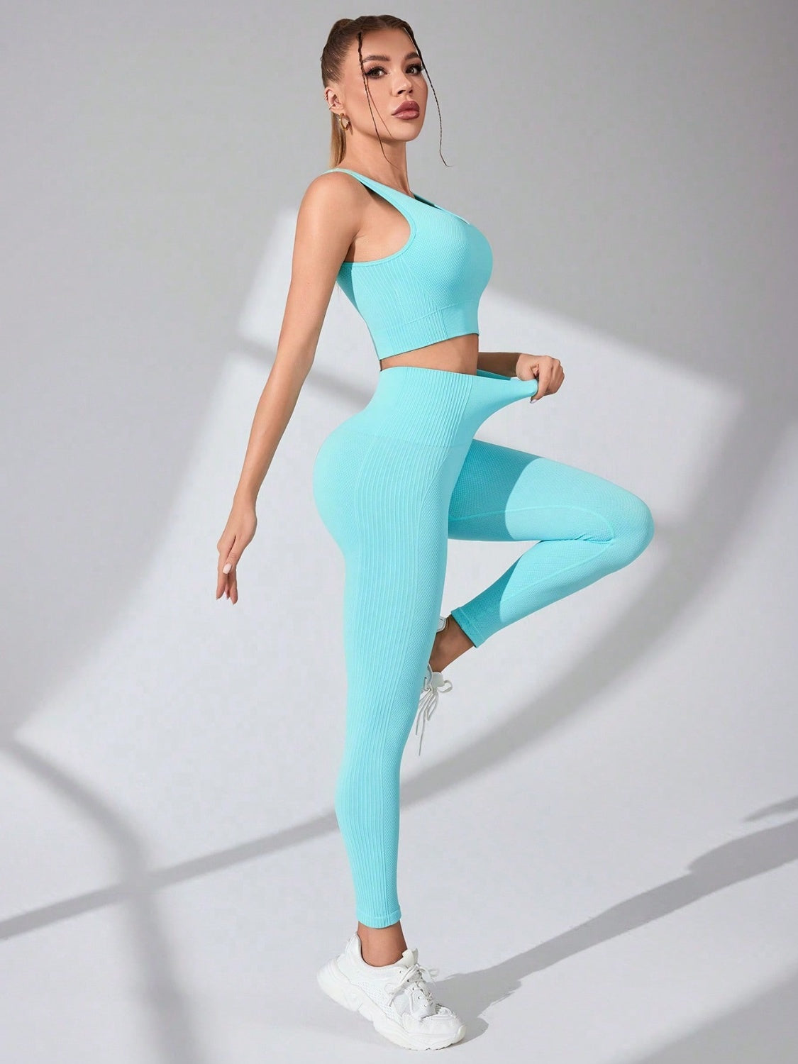 Athleisure Two-Piece Scoop Neck Active Wear Ensemble