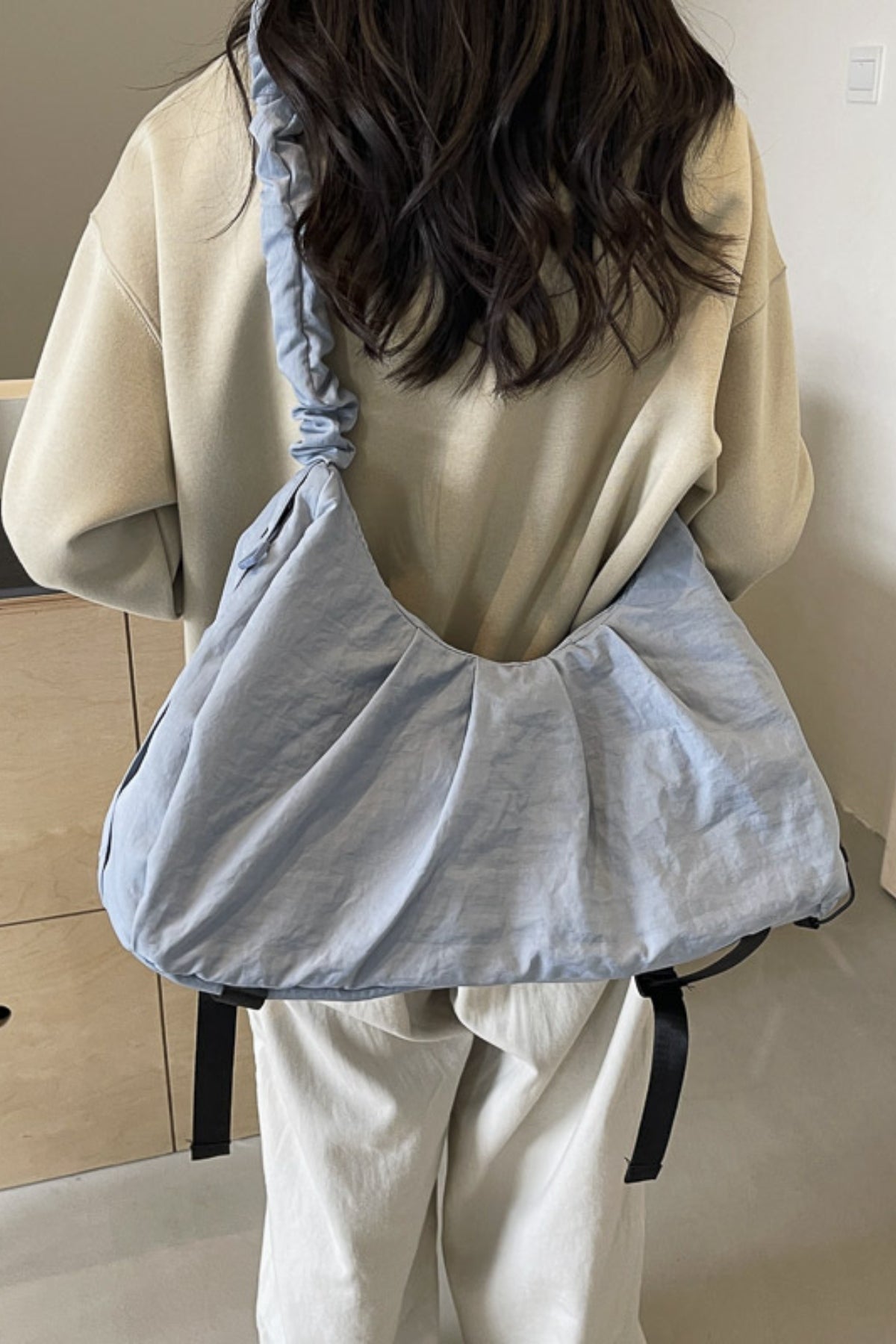 Ruched Drawstring Crossbody Bag