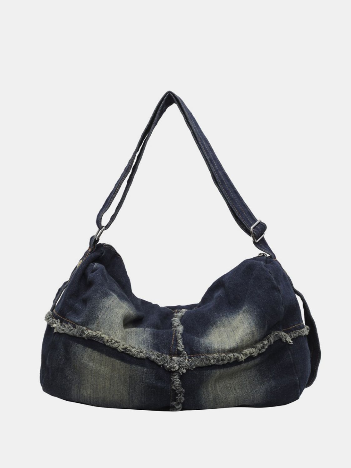 Denim Gradient Crossbody Bag with Raw Hem