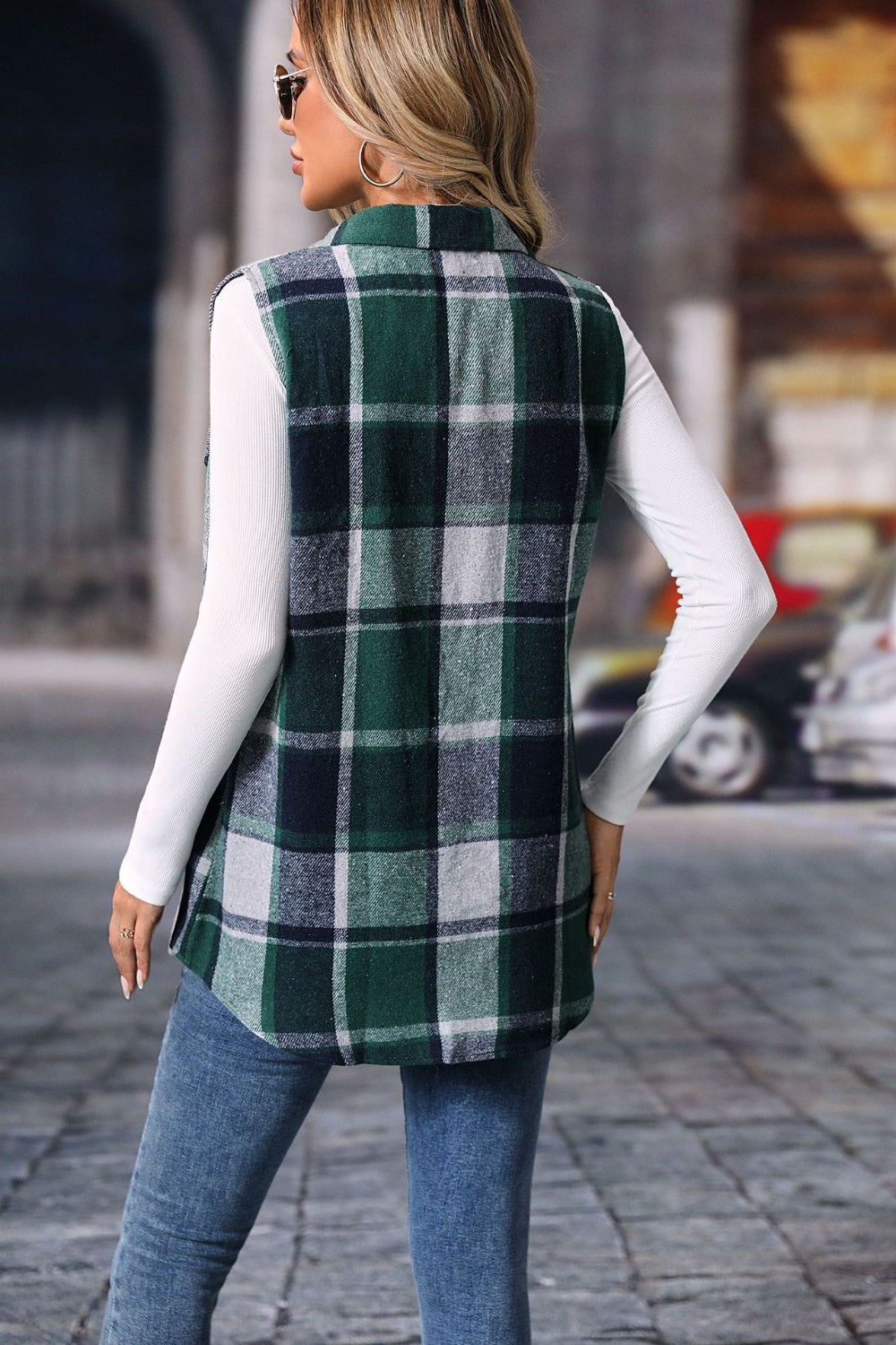 Plaid Button-Up Vest