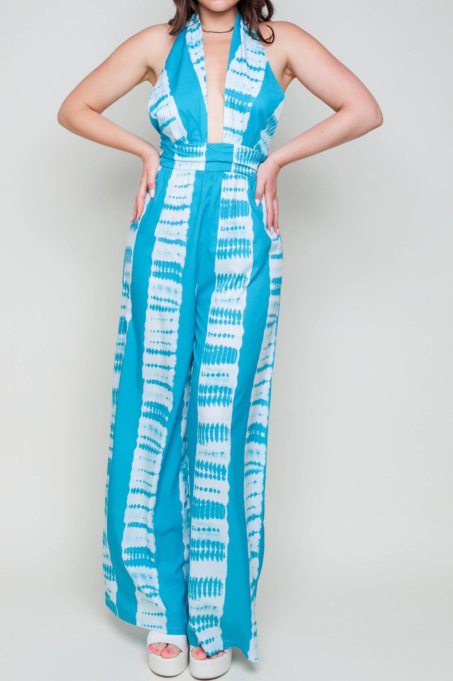 Tie Dye Print Wide-Leg Jumpsuit