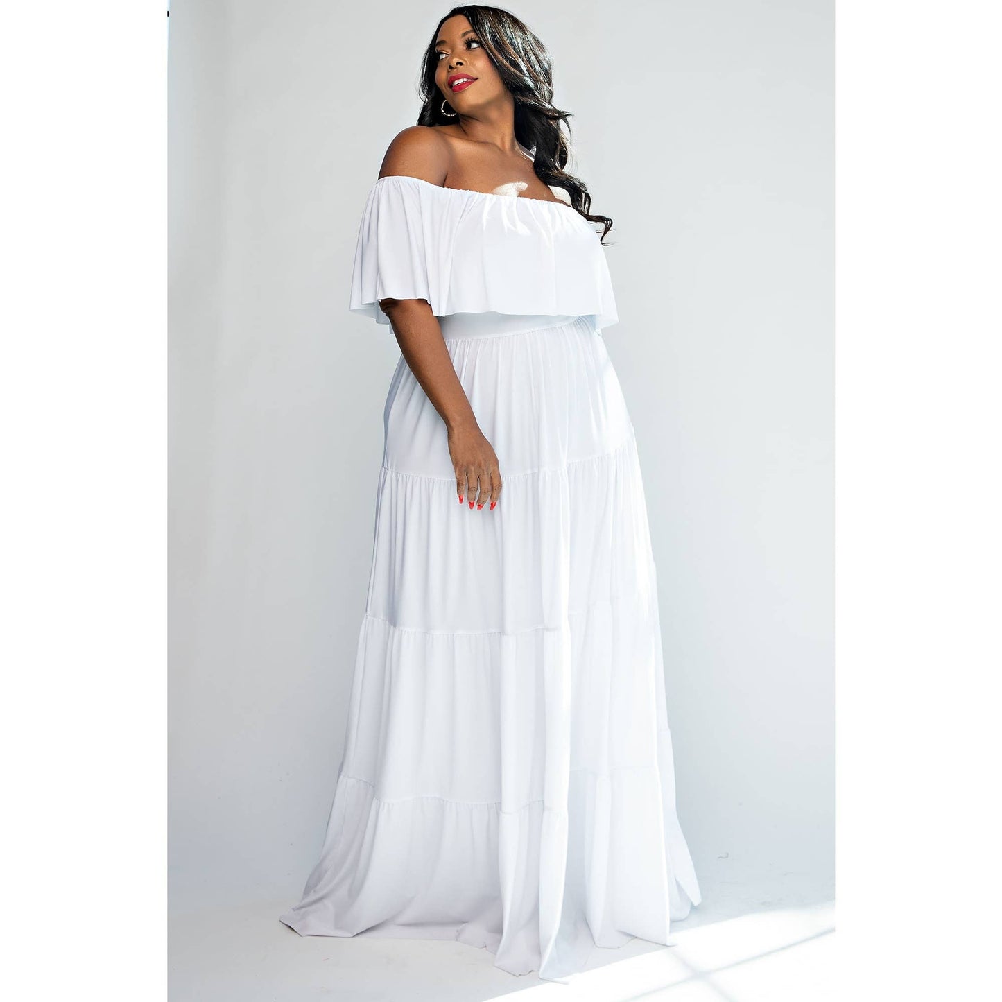 Tiered Off the Shoulder Maxi Dress