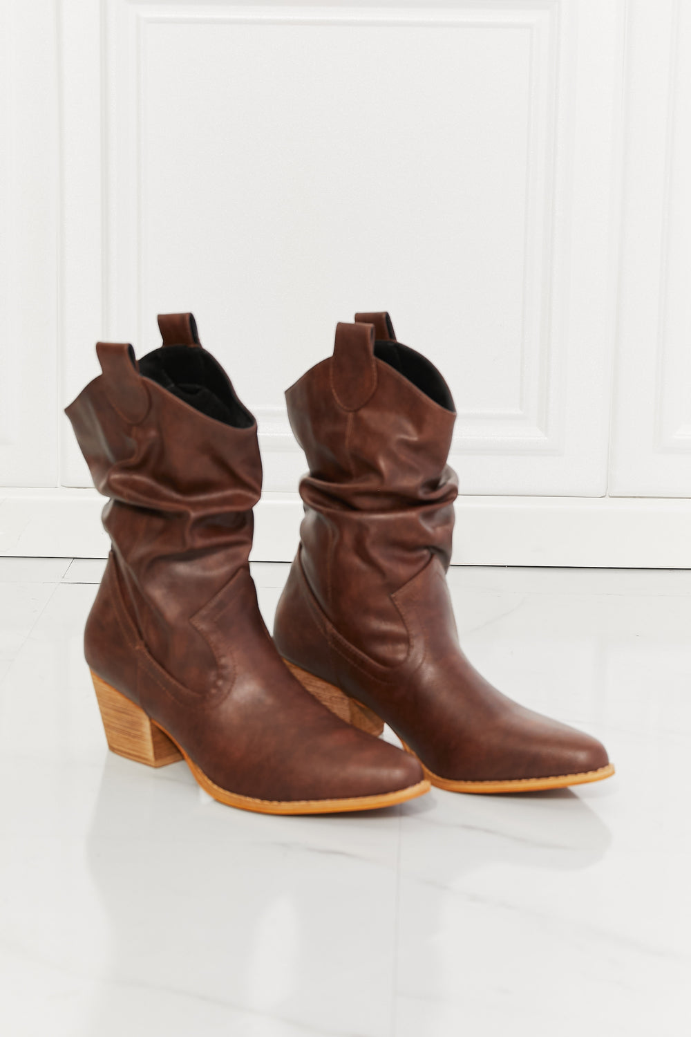 Texas Charm Brown Scrunch Cowboy Boots - Trendy Western Style