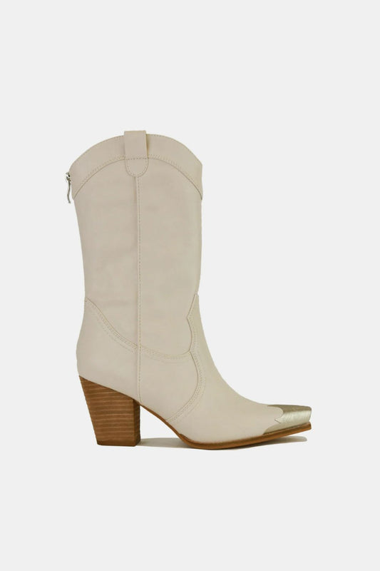 Chic Metal-Capped Block Heel Ankle Boots