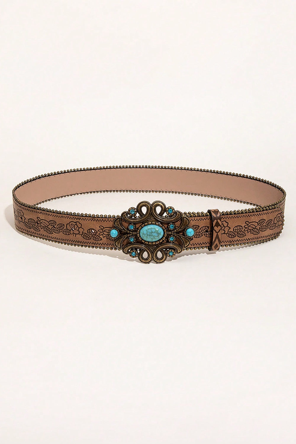 Leaf Pattern Leather Belt