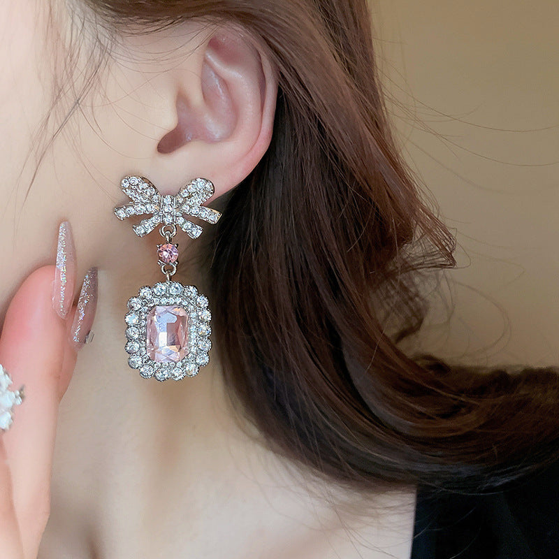 Crystal Embellished Geometric Drop Earrings