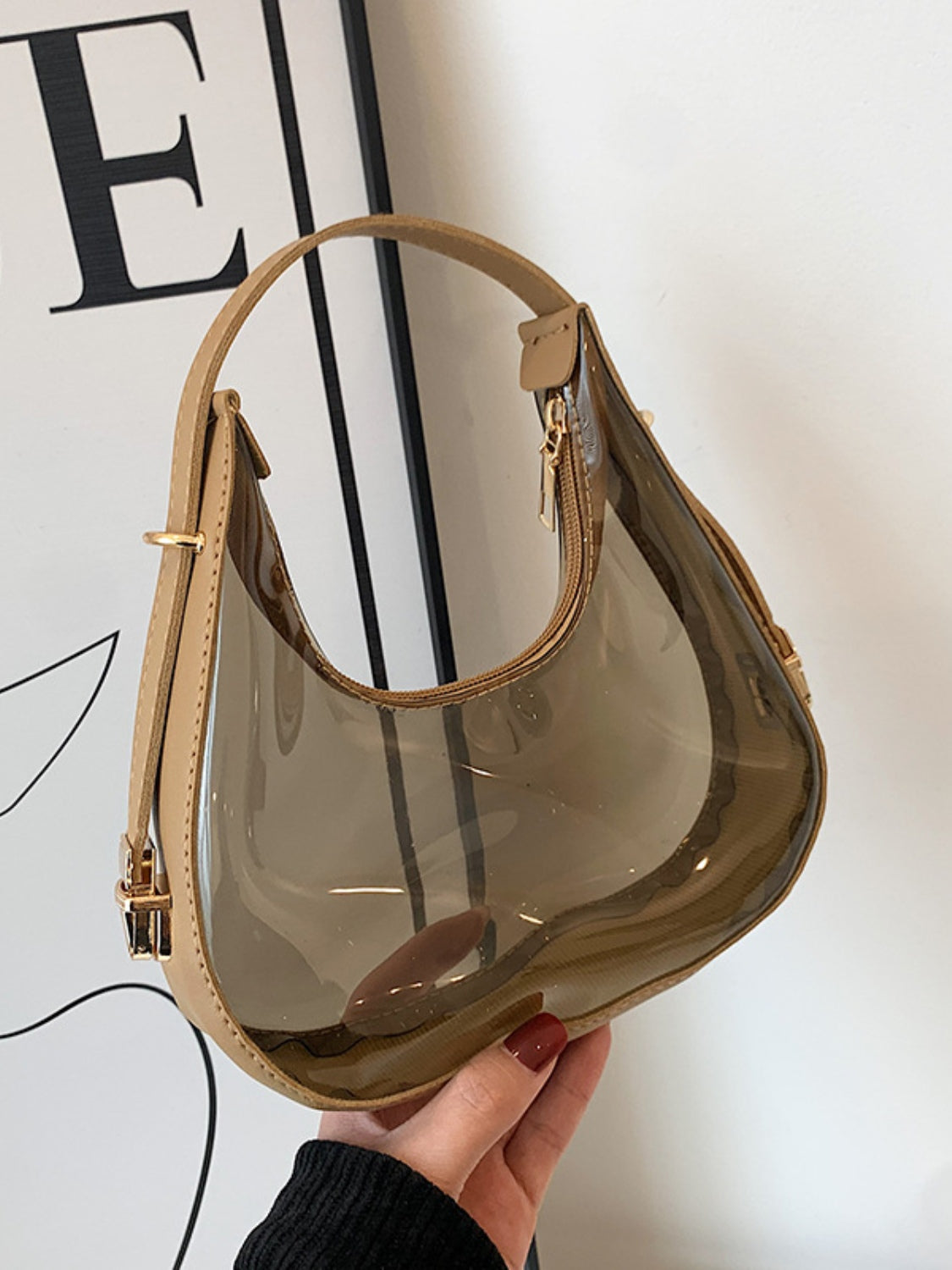 Mini PU Leather and PVC Crossbody Bag