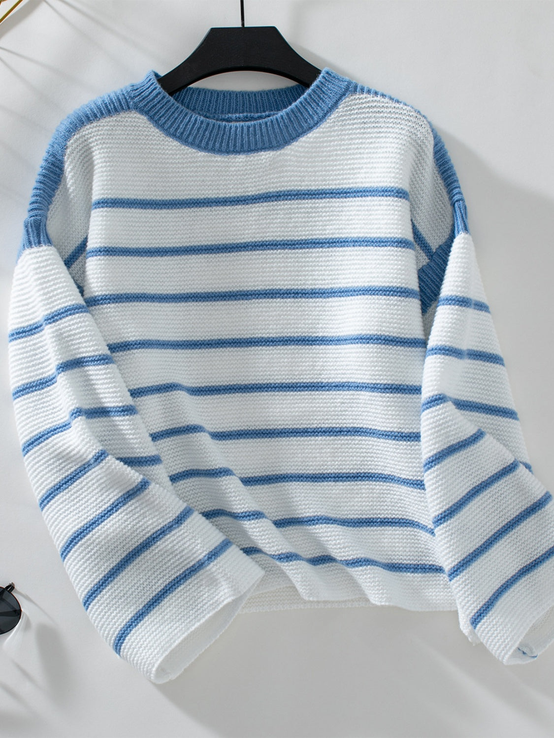 Striped Long Sleeve Sweater with Round Neck