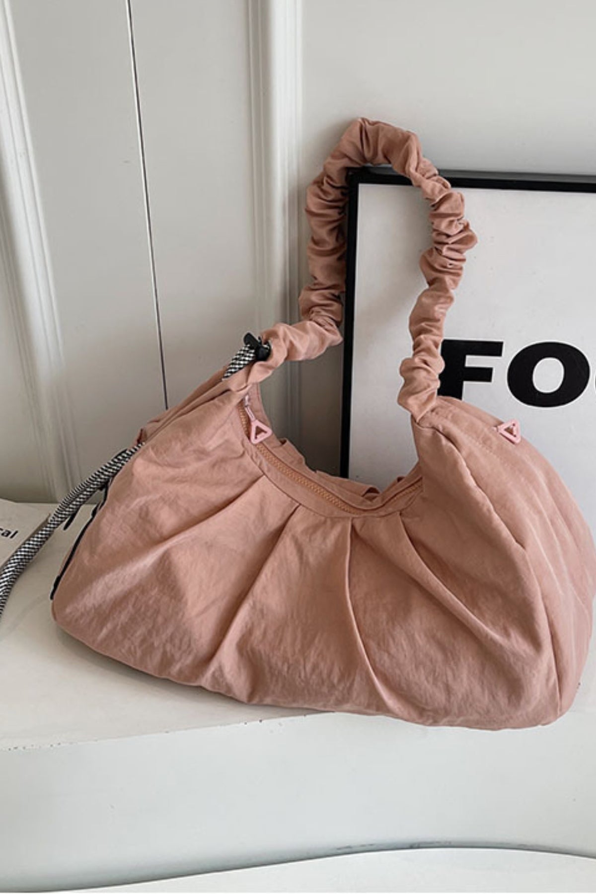 Ruched Drawstring Crossbody Bag