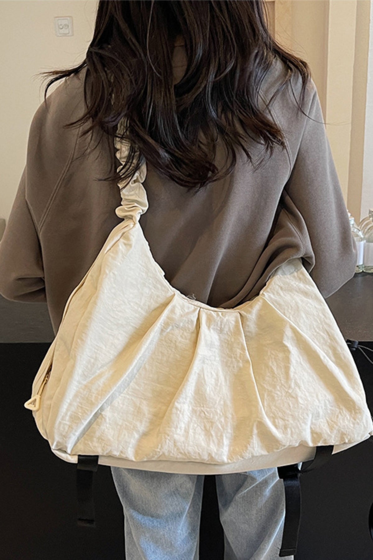 Ruched Drawstring Crossbody Bag