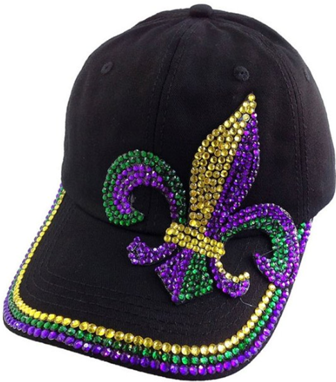 Mardi Gras Tri Colored Fleur De Lis cap