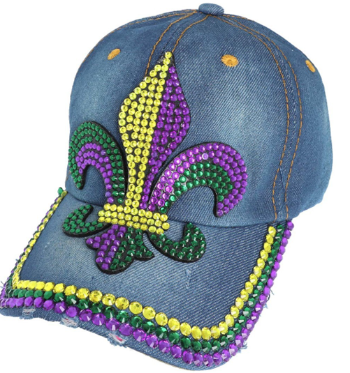 Mardi Gras Tri Colored Fleur De Lis cap