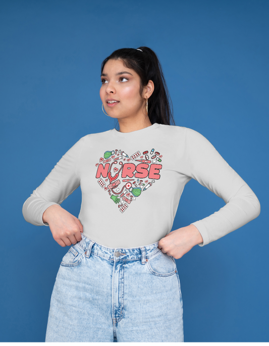 Long Sleeve Nurse Heart Shirt