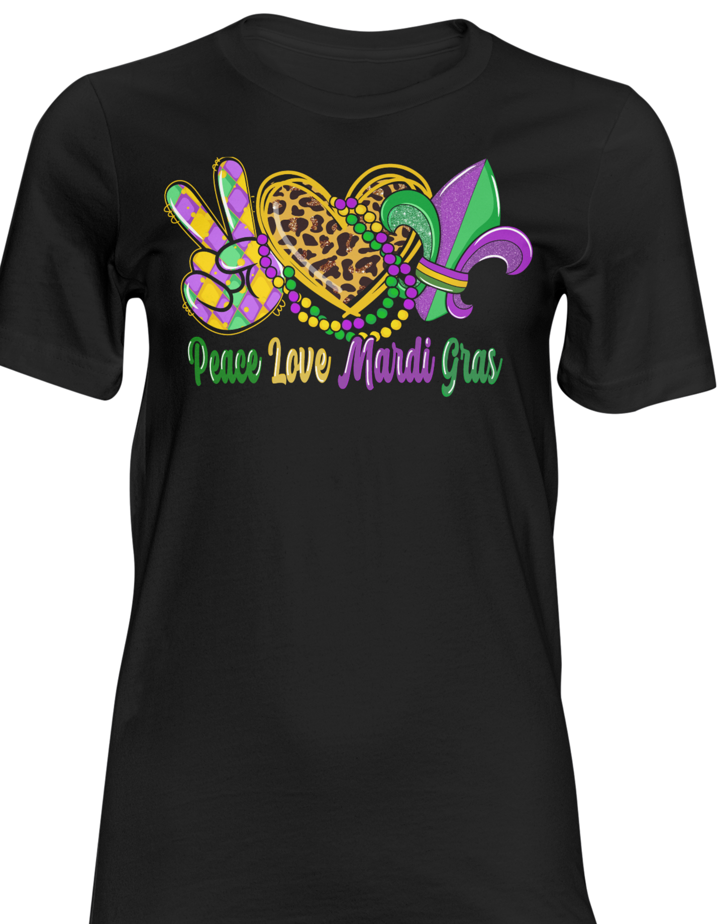 Long Sleeve Peace-Love-Mardi Gras