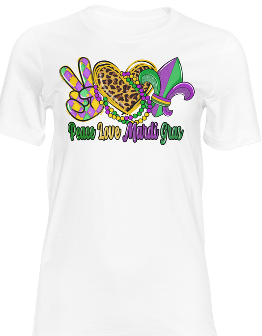 Long Sleeve Peace-Love-Mardi Gras