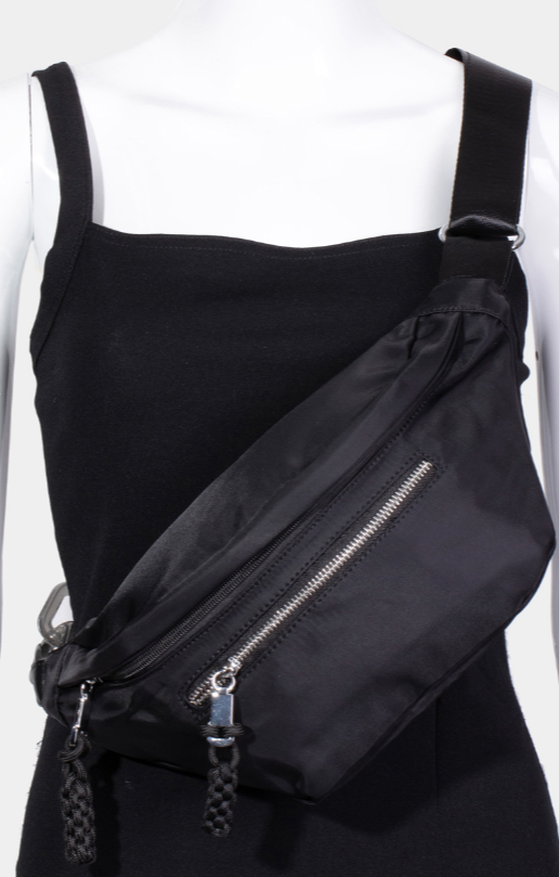 Large Nylon Fanny Pack - Crossbody with Buckle Detail