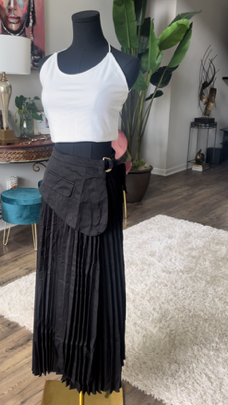 Elevated High Waist A-Line Skirt with Irregular Hemline and Tie Detail