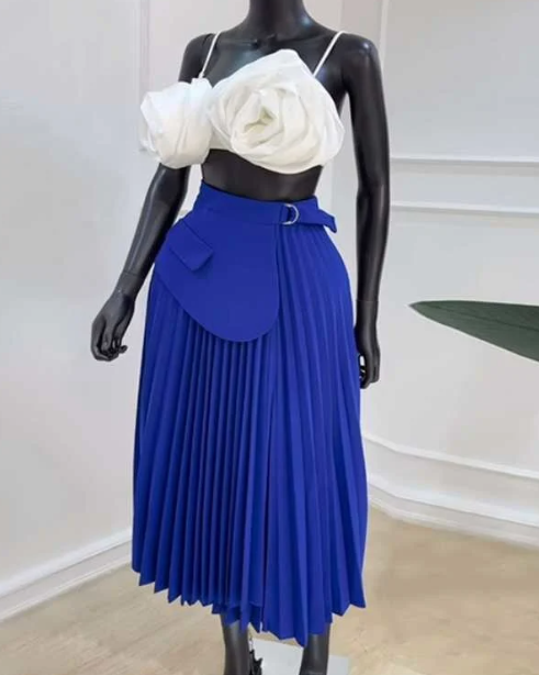 Elevated High Waist A-Line Skirt with Irregular Hemline and Tie Detail