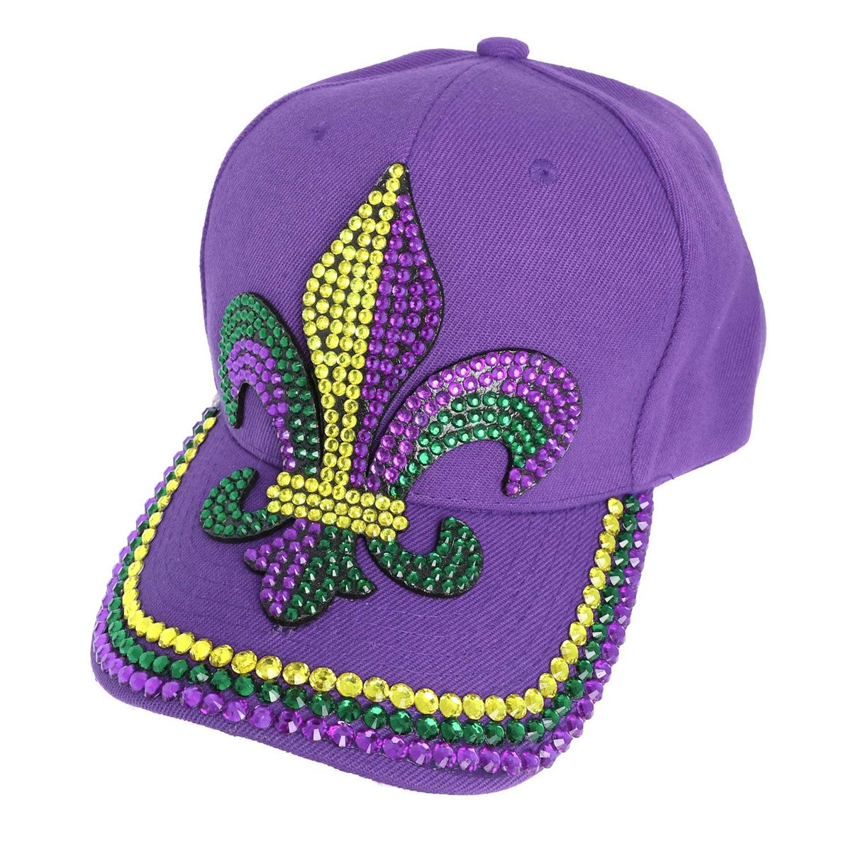 Mardi Gras Tri Colored Fleur De Lis cap