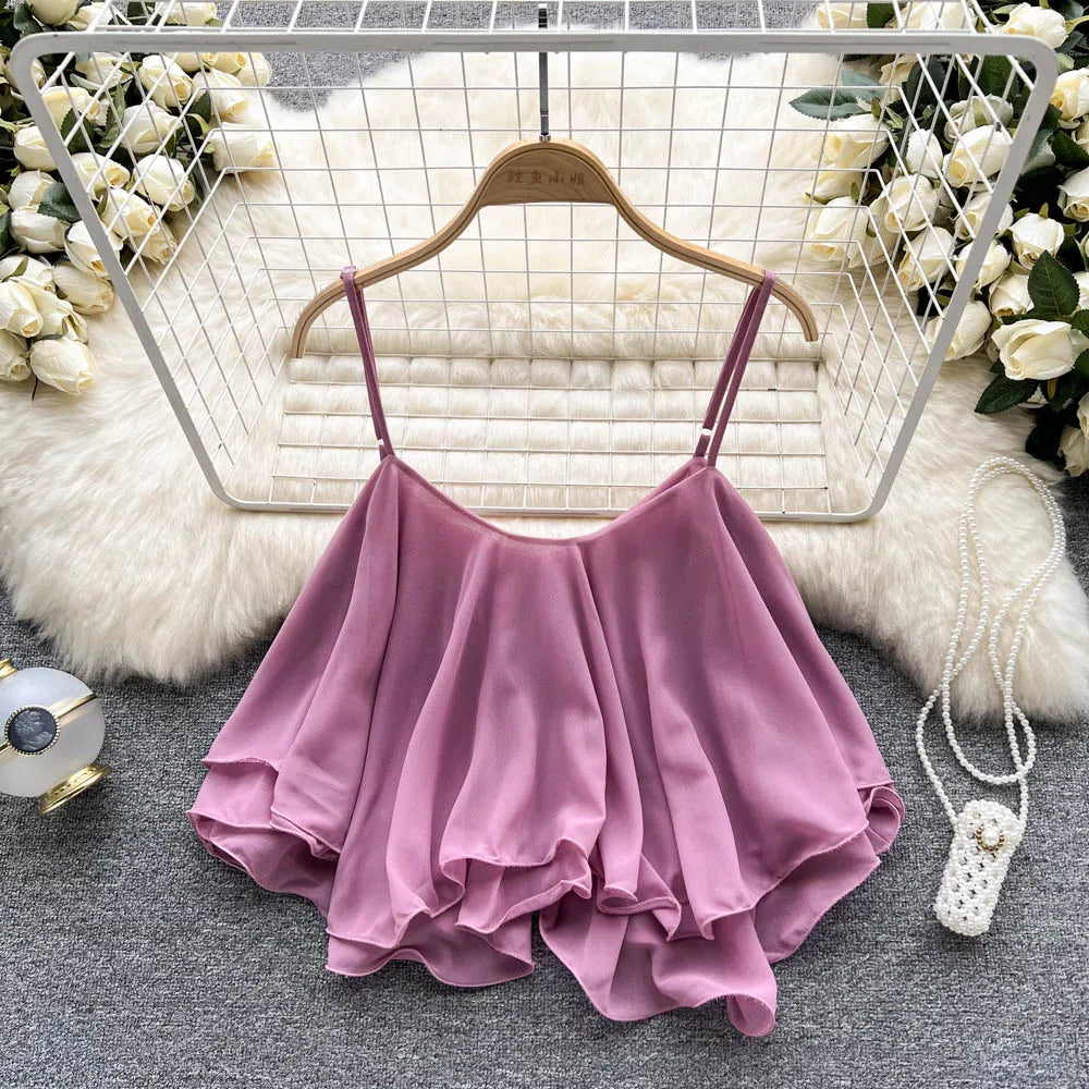 Spaghetti Strap Cami with Ruffles