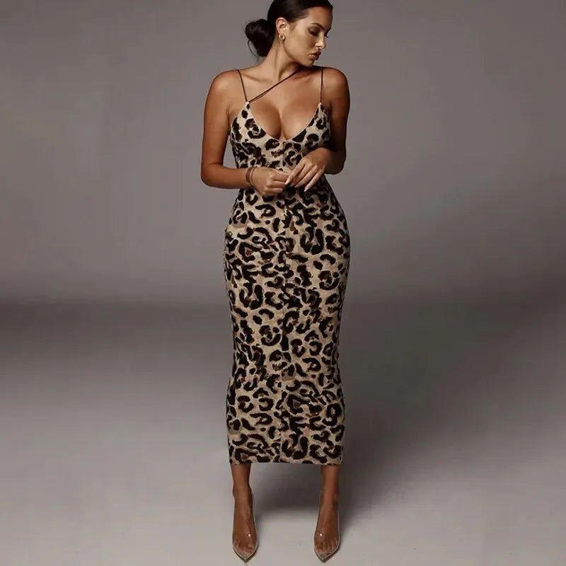 Leopard Bodycon Midi Dress