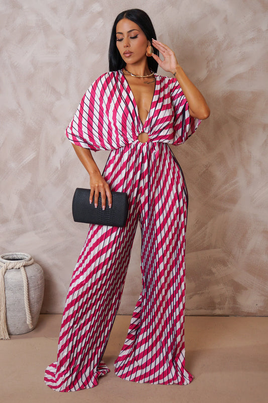 Pink Striped Jumpsuit