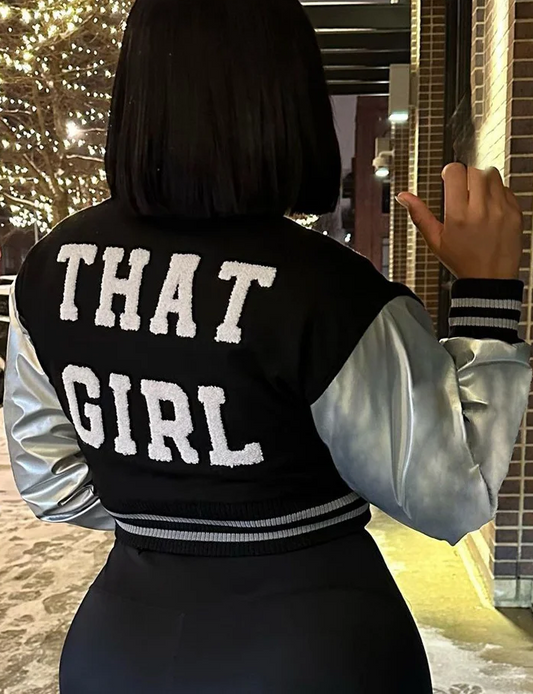 "That Girl" Cropped Jacket with Silver Sleeves