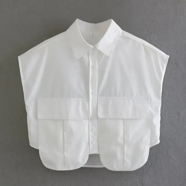 Double Pocket Patched Sleeveless Shirt